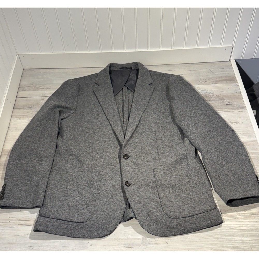 J Crew Blazer Mens M Gray Knit Wool Blend 2 Button Unstructured Suit Coat Jacket